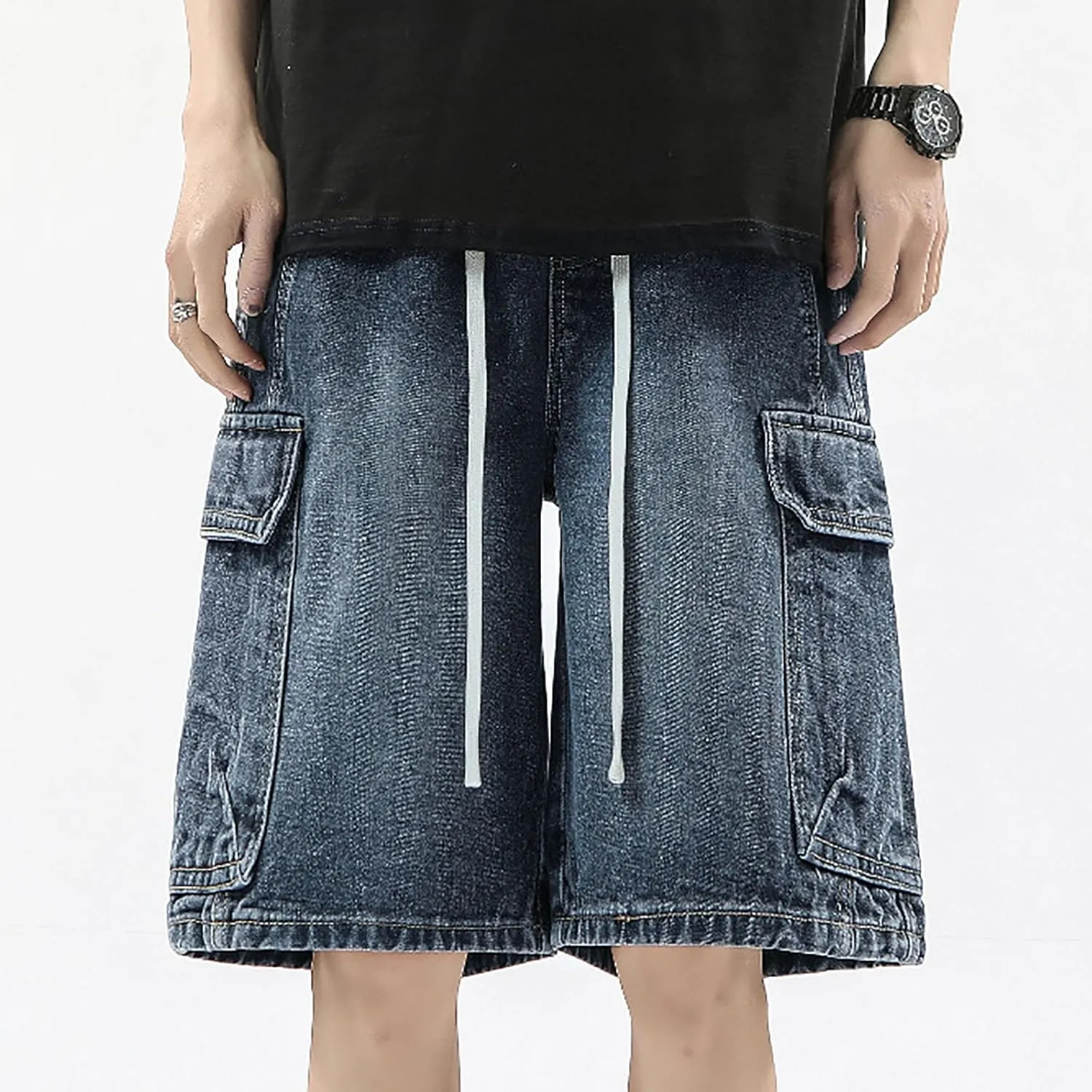 Men Baggy Denim Jorts Y2K Loose Fit Hip Hop Jean Shorts Casual Mid Jeans Trendy Outfits