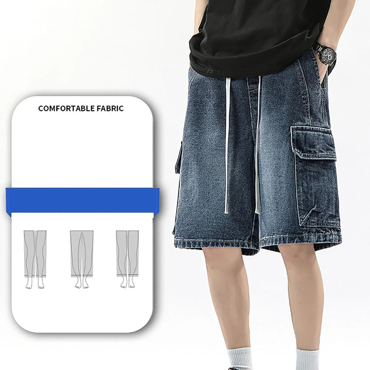 Men Baggy Denim Jorts Y2K Loose Fit Hip Hop Jean Shorts Casual Mid Jeans Trendy Outfits