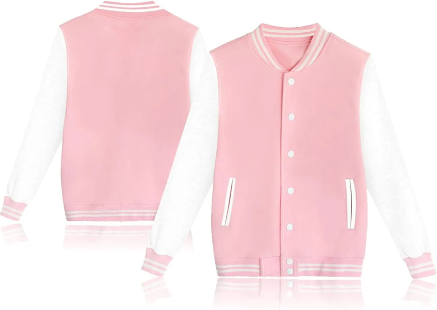 Men Varsity Jackets Causal Slim Fit Cotton Bomber Coat Long Sleeve Stand Collar Button Down Sport Outdoor Tops