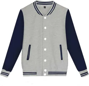 Men Varsity Jackets Causal Slim Fit Cotton Bomber Coat Long Sleeve Stand Collar Button Down Sport Outdoor Tops