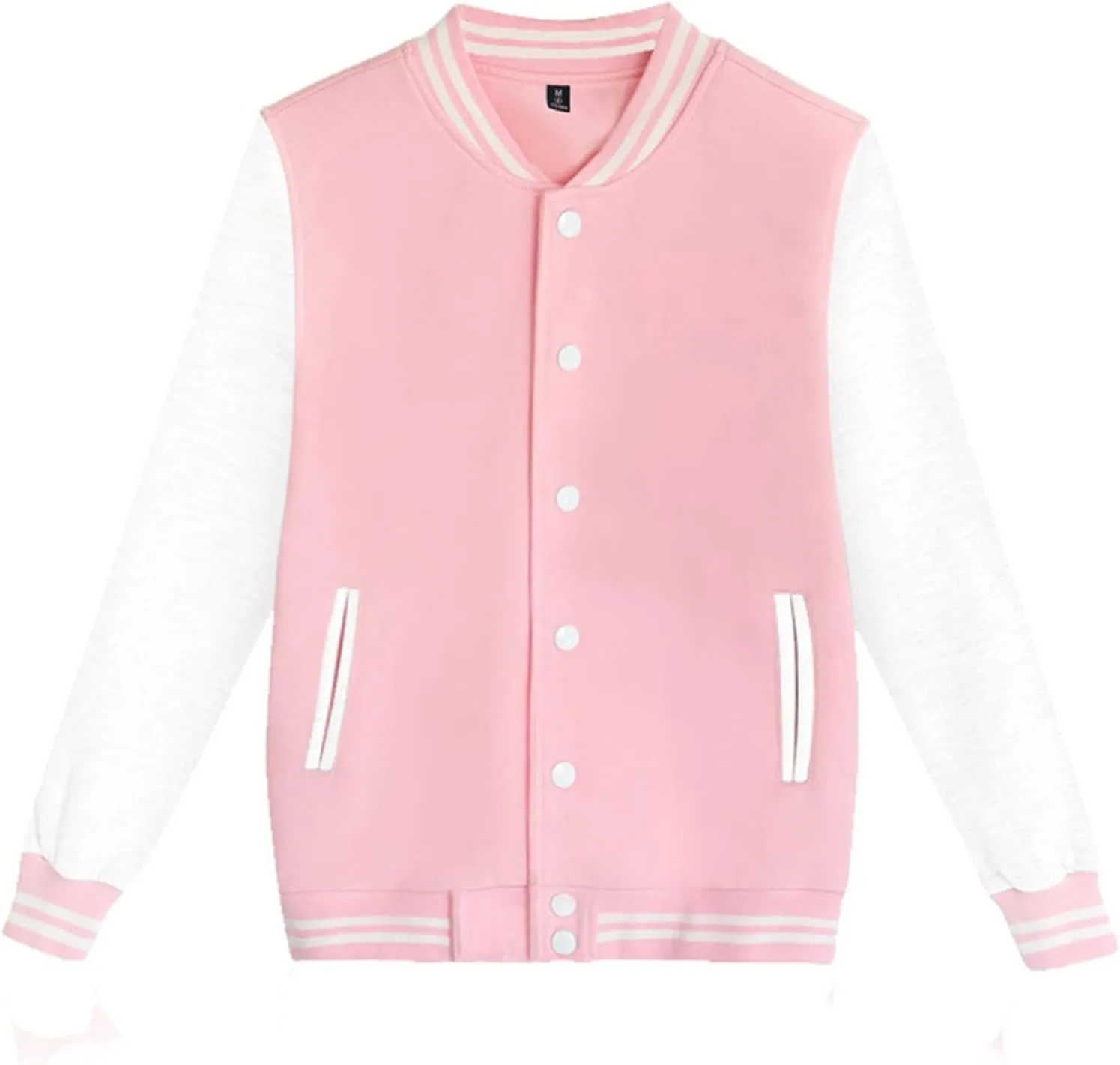 Men Varsity Jackets Causal Slim Fit Cotton Bomber Coat Long Sleeve Stand Collar Button Down Sport Outdoor Tops