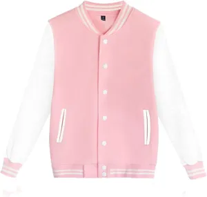 Men Varsity Jackets Causal Slim Fit Cotton Bomber Coat Long Sleeve Stand Collar Button Down Sport Outdoor Tops