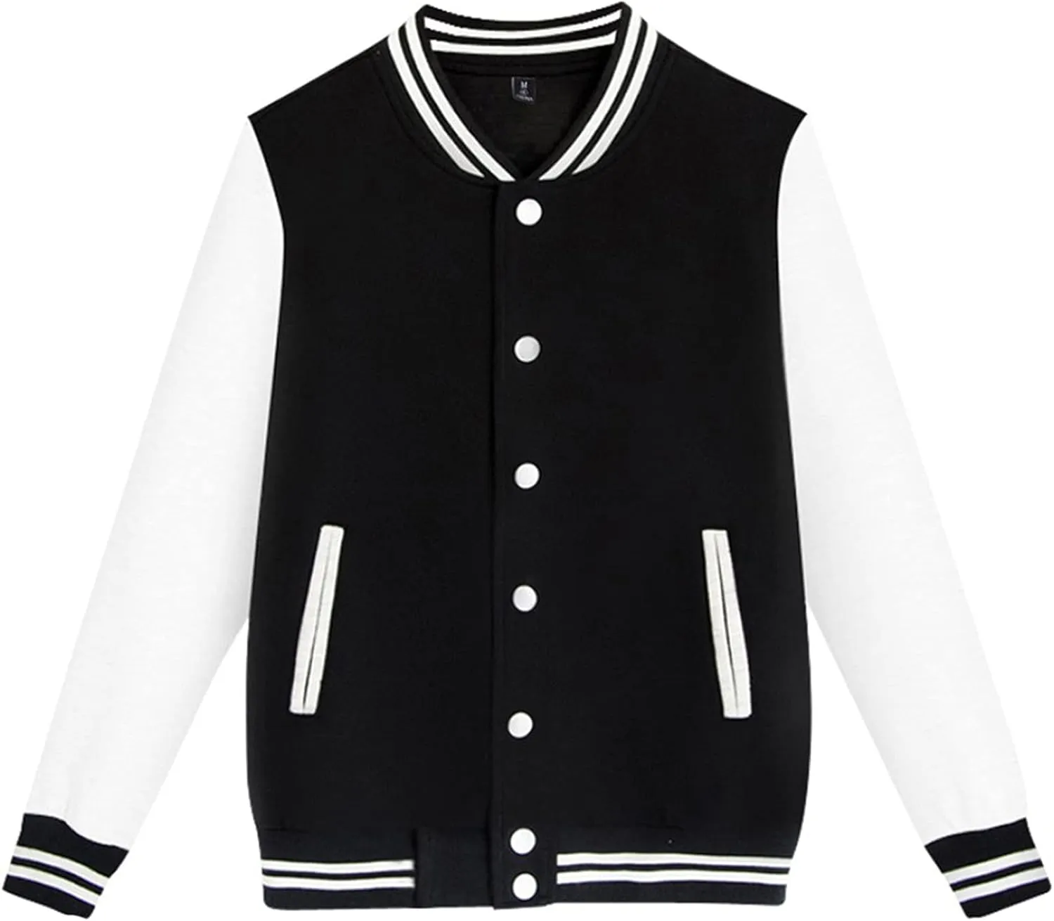 Men Varsity Jackets Causal Slim Fit Cotton Bomber Coat Long Sleeve Stand Collar Button Down Sport Outdoor Tops