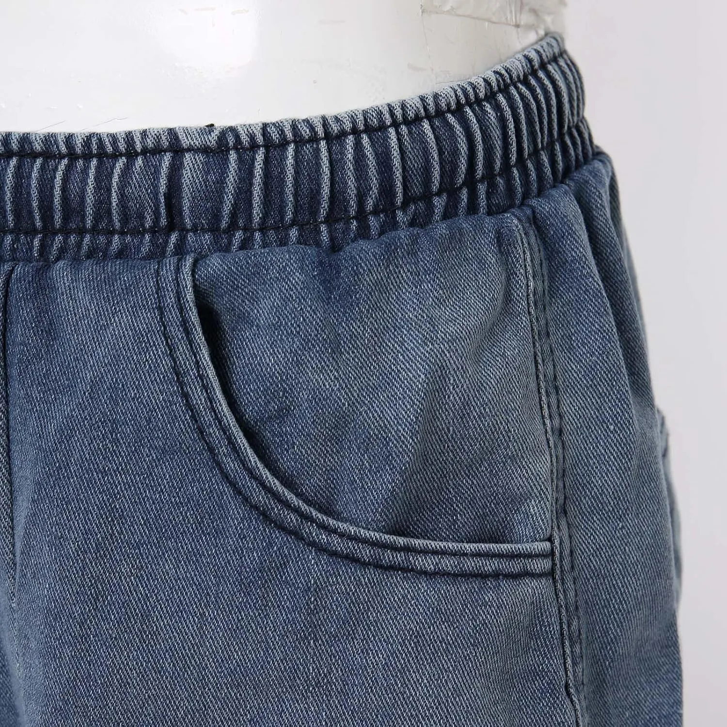 Men Wide Leg Hip Hop Mid Jean Shorts Work Denim Shorts with Pockets Casual 2025 Trendy Streetwear