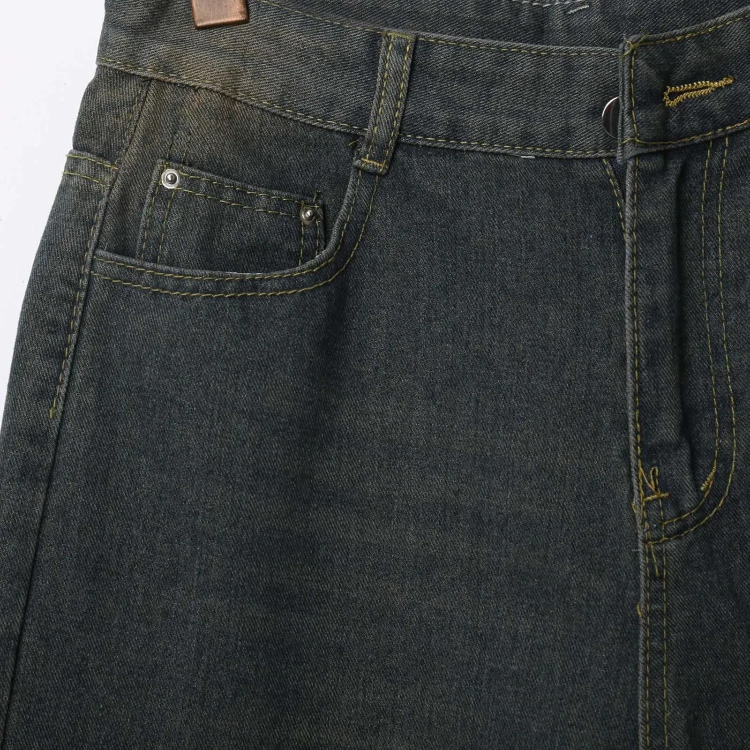 Men Wide Leg Hip Hop Mid Jean Shorts Work Denim Shorts with Pockets Casual 2025 Trendy Streetwear