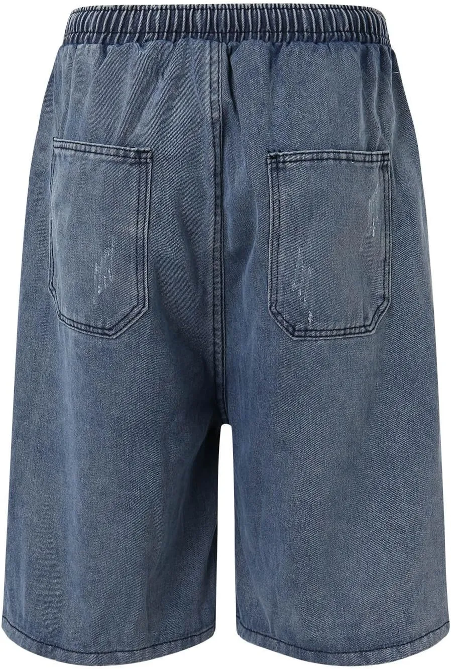 Men Wide Leg Hip Hop Mid Jean Shorts Work Denim Shorts with Pockets Casual 2025 Trendy Streetwear