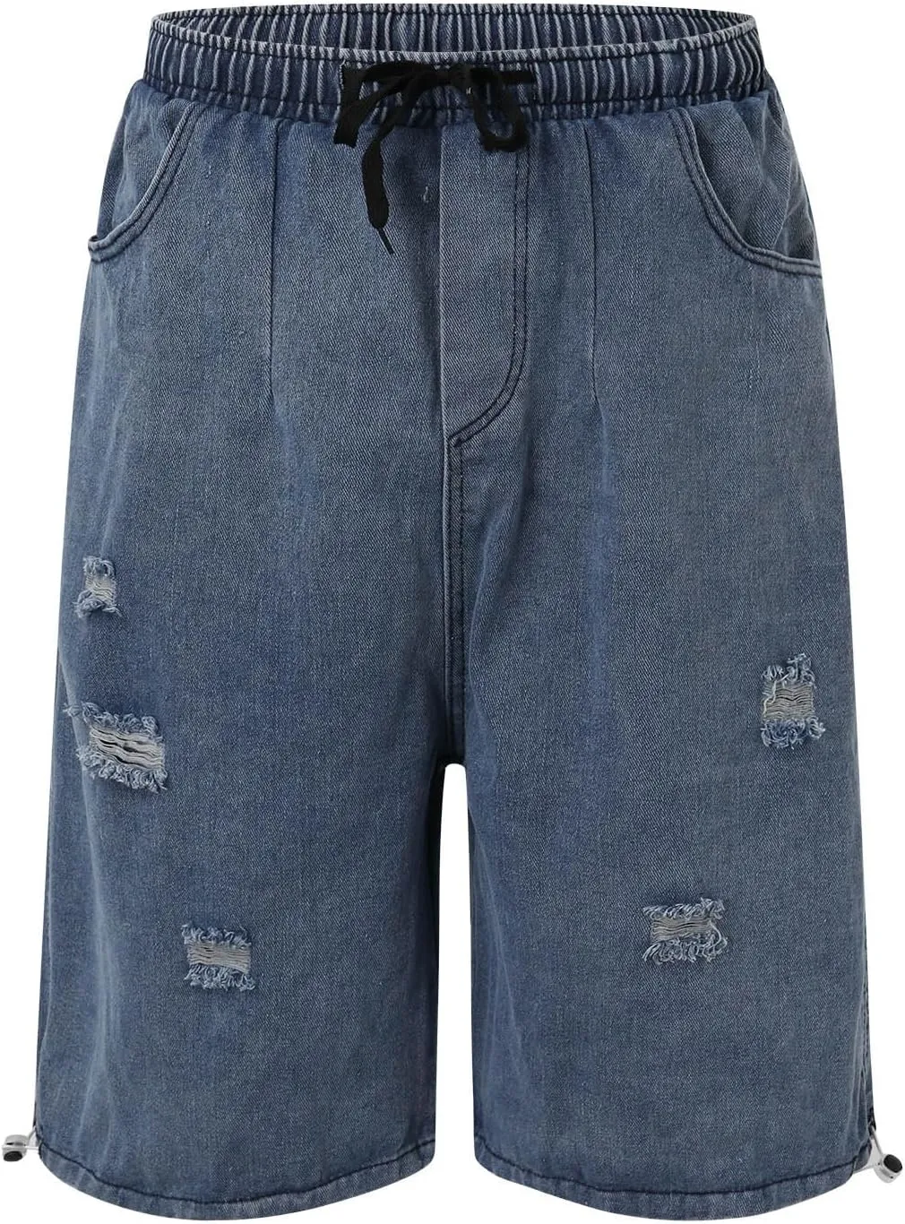 Men Wide Leg Hip Hop Mid Jean Shorts Work Denim Shorts with Pockets Casual 2025 Trendy Streetwear