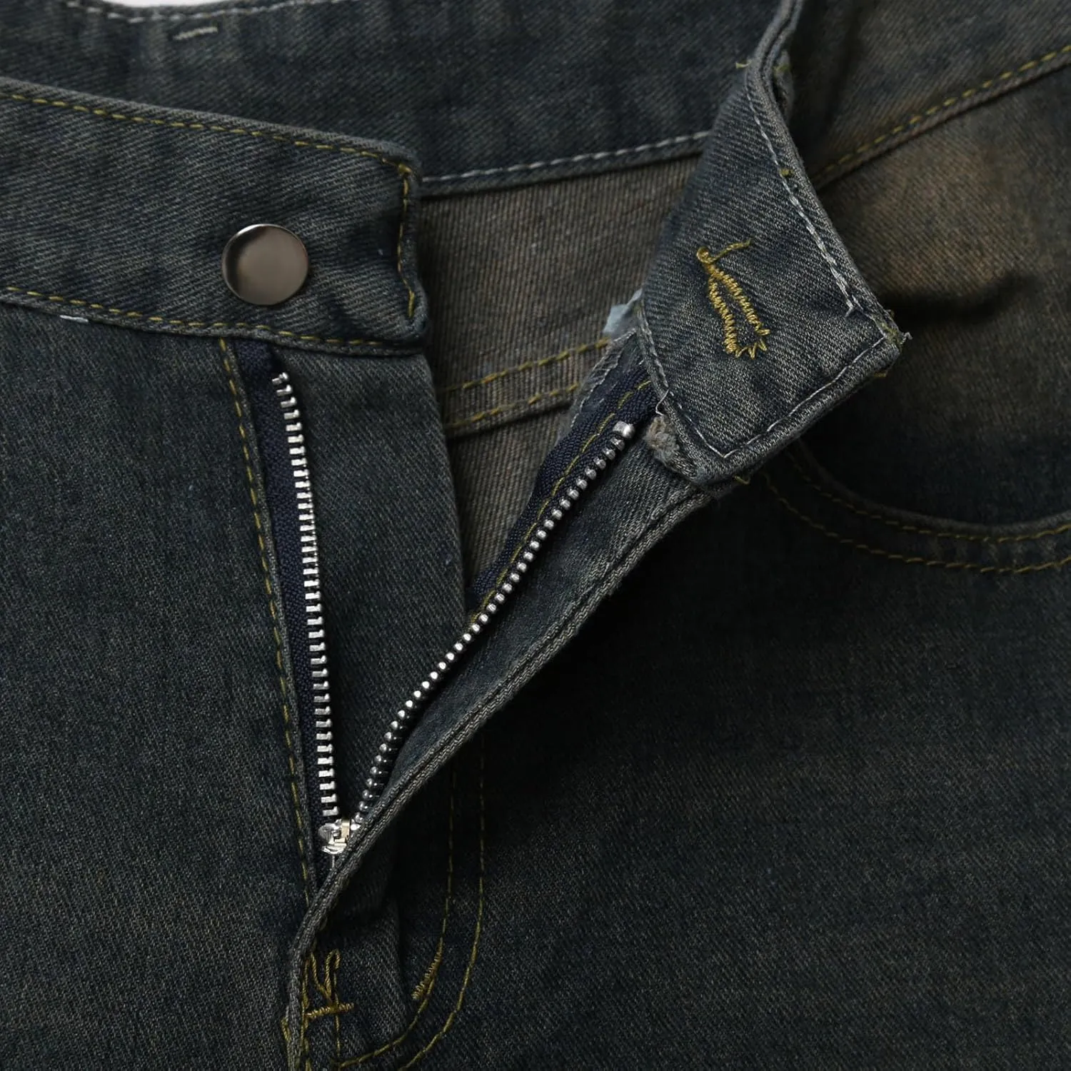 Men Wide Leg Hip Hop Mid Jean Shorts Work Denim Shorts with Pockets Casual 2025 Trendy Streetwear