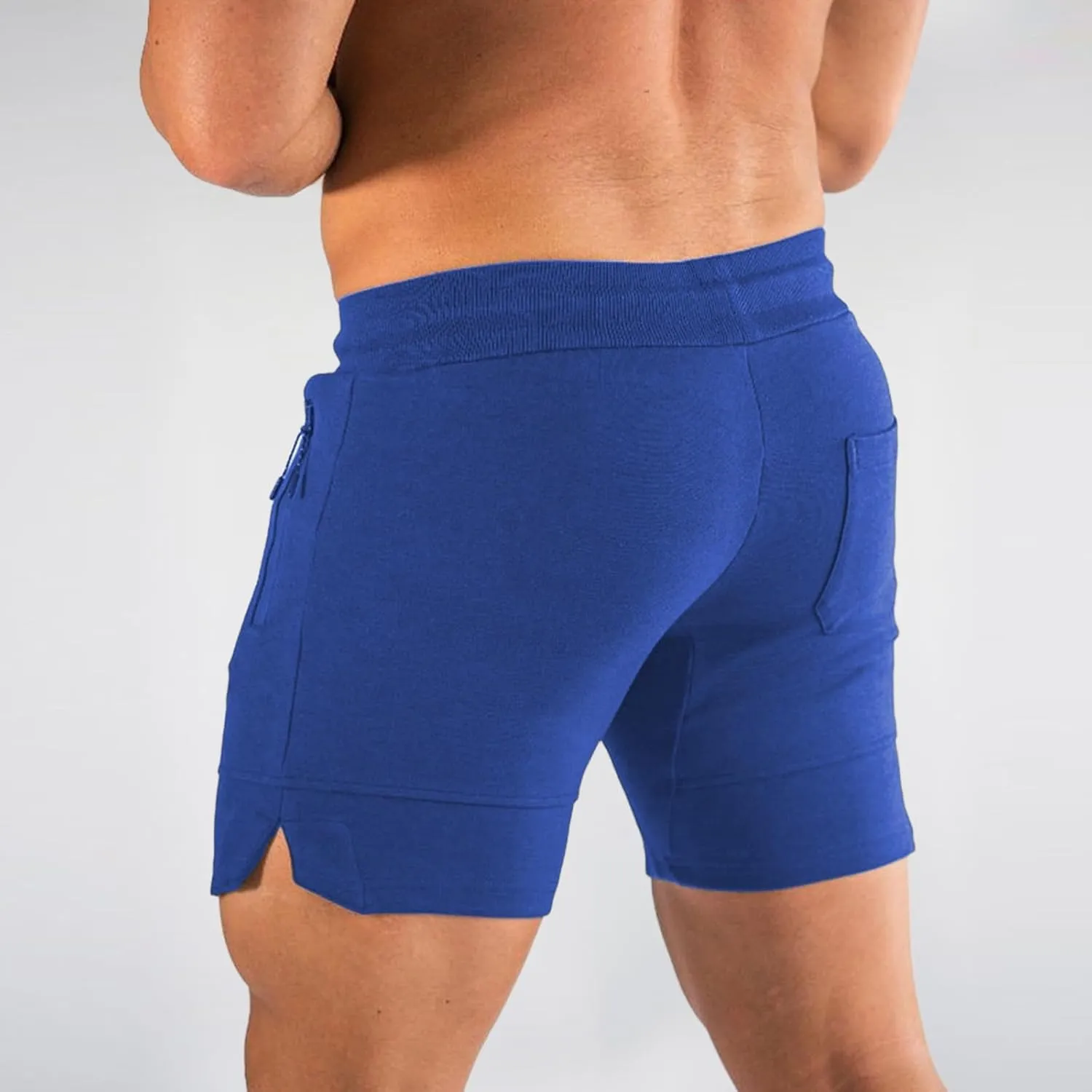 Men Workout Shorts Lightweigh Quick Dry Running Fitness SweatShorts Casual Drawstring Summer Shorts with Zip Pockets