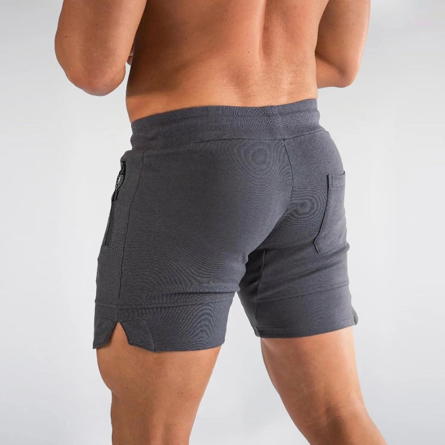 Men Workout Shorts Lightweigh Quick Dry Running Fitness SweatShorts Casual Drawstring Summer Shorts with Zip Pockets