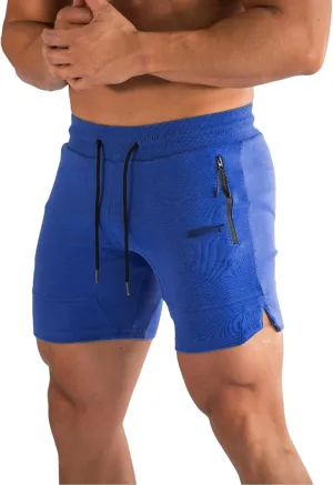 Men Workout Shorts Lightweigh Quick Dry Running Fitness SweatShorts Casual Drawstring Summer Shorts with Zip Pockets