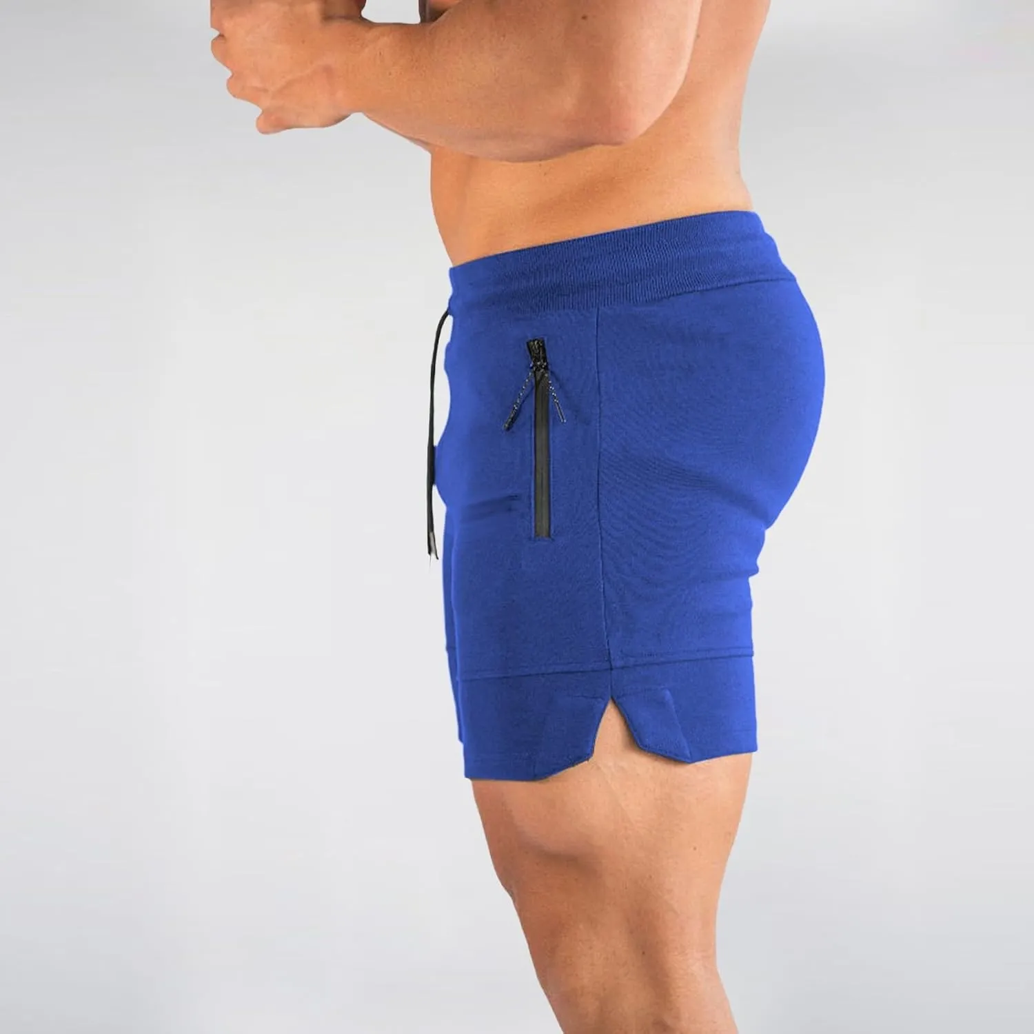 Men Workout Shorts Lightweigh Quick Dry Running Fitness SweatShorts Casual Drawstring Summer Shorts with Zip Pockets