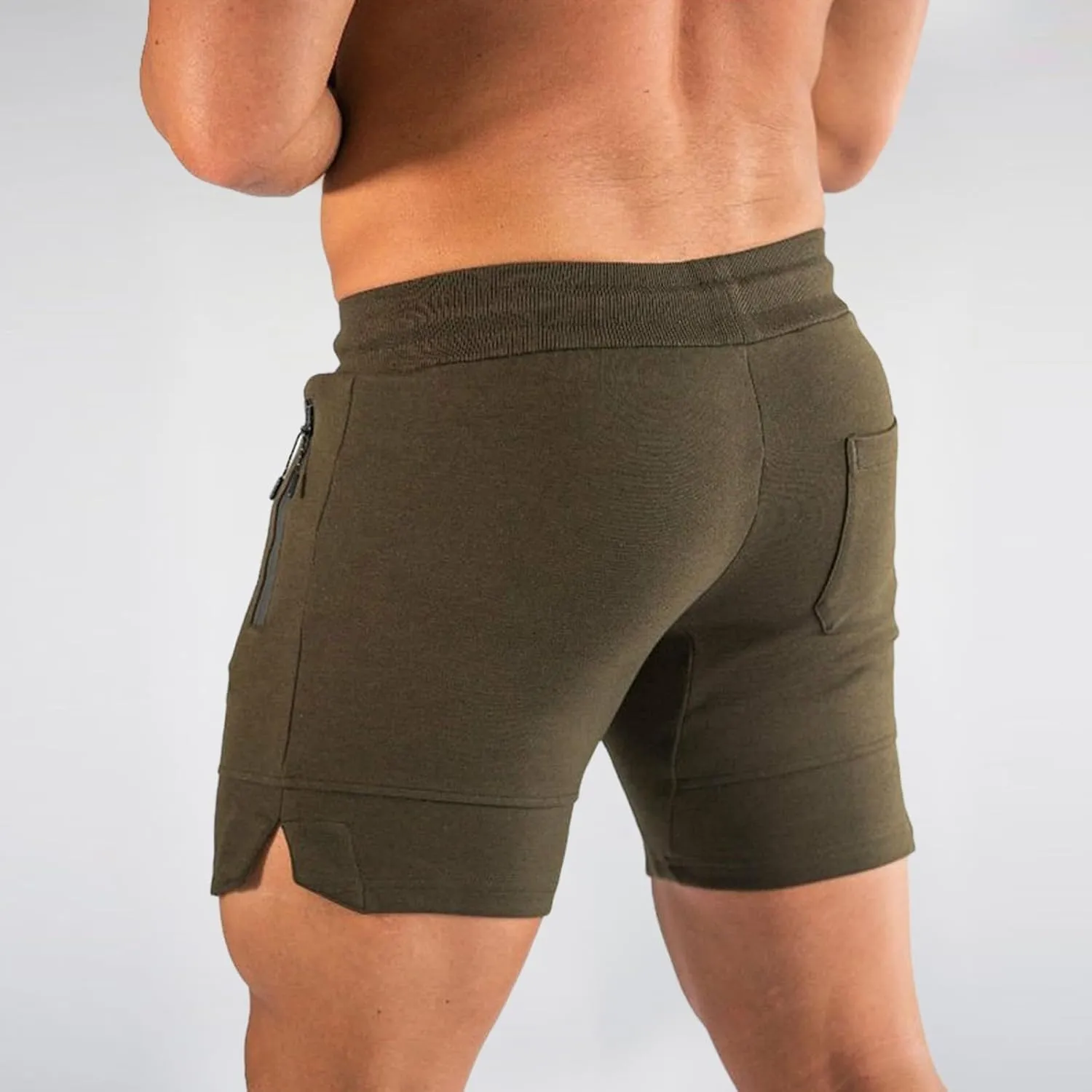Men Workout Shorts Lightweigh Quick Dry Running Fitness SweatShorts Casual Drawstring Summer Shorts with Zip Pockets