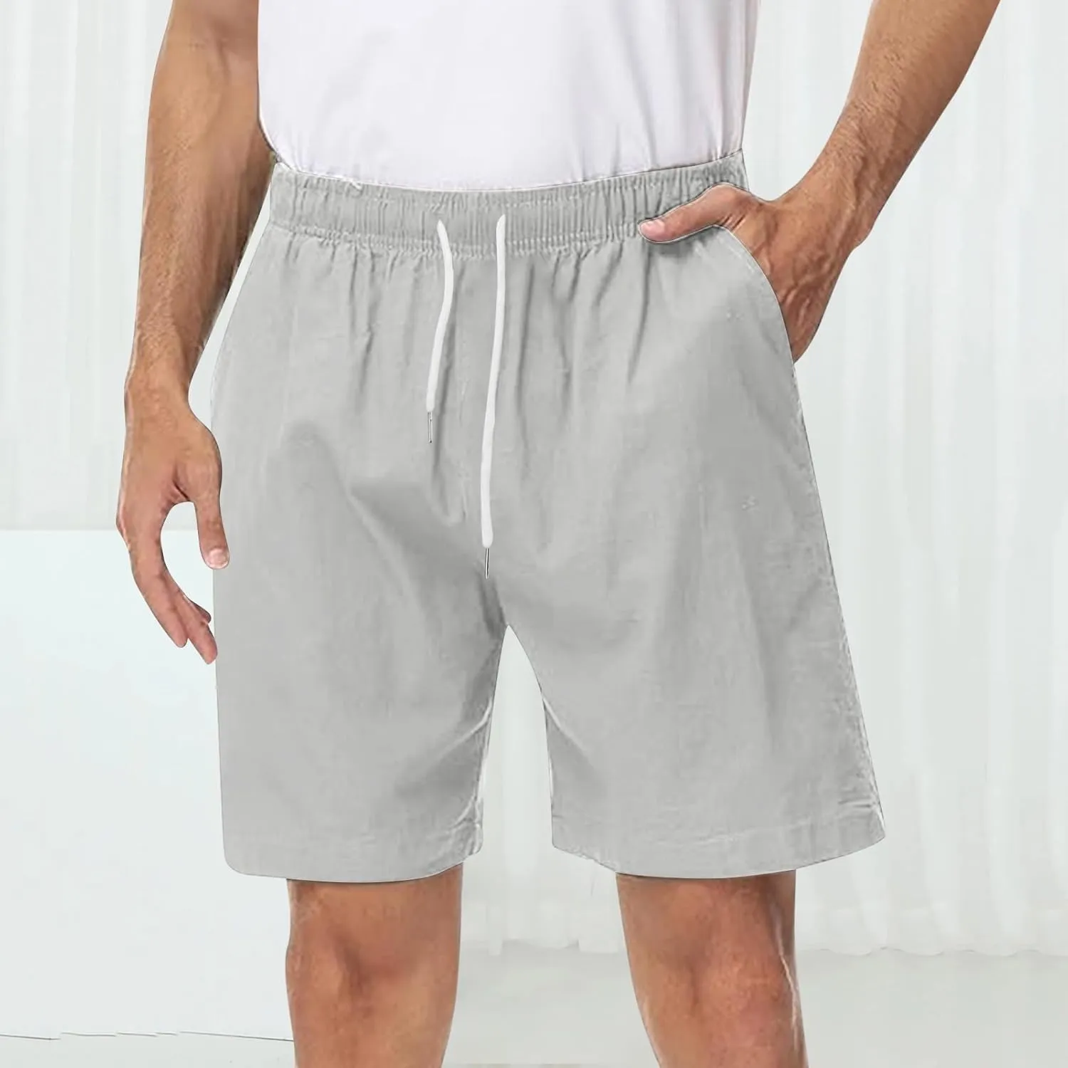 Mens Athletic Workout Shorts 5.5" Cotton Elastic Waist Joggers Casual Shorts Sports Sweat Shorts Men's Drawstring Walk Shorts