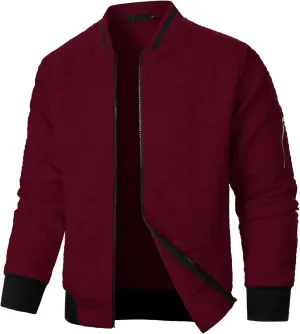 Men's Bomber Jacket Lightweight Casual Stylish Light Flight Jacket Breathable Windbreaker Varsity Jackets