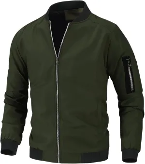 Mens Bomber Jacket Lightweight Casual Stylish Spring Fall Windbreaker Zip Up Coat Motorcycle Outdoor Varsity Jackets