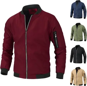 Mens Bomber Jacket Lightweight Casual Stylish Spring Fall Windbreaker Zip Up Coat Motorcycle Outdoor Varsity Jackets