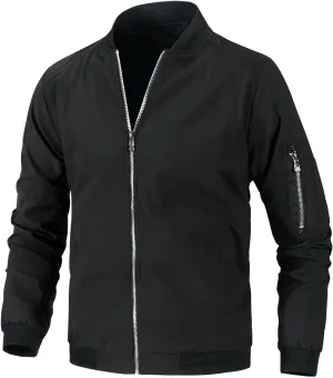 Mens Bomber Jacket Lightweight Casual Stylish Spring Fall Windbreaker Zip Up Coat Motorcycle Outdoor Varsity Jackets