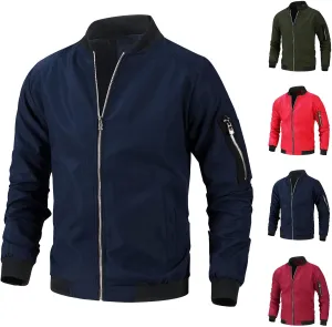 Mens Bomber Jacket Lightweight Casual Stylish Spring Fall Windbreaker Zip Up Coat Motorcycle Outdoor Varsity Jackets
