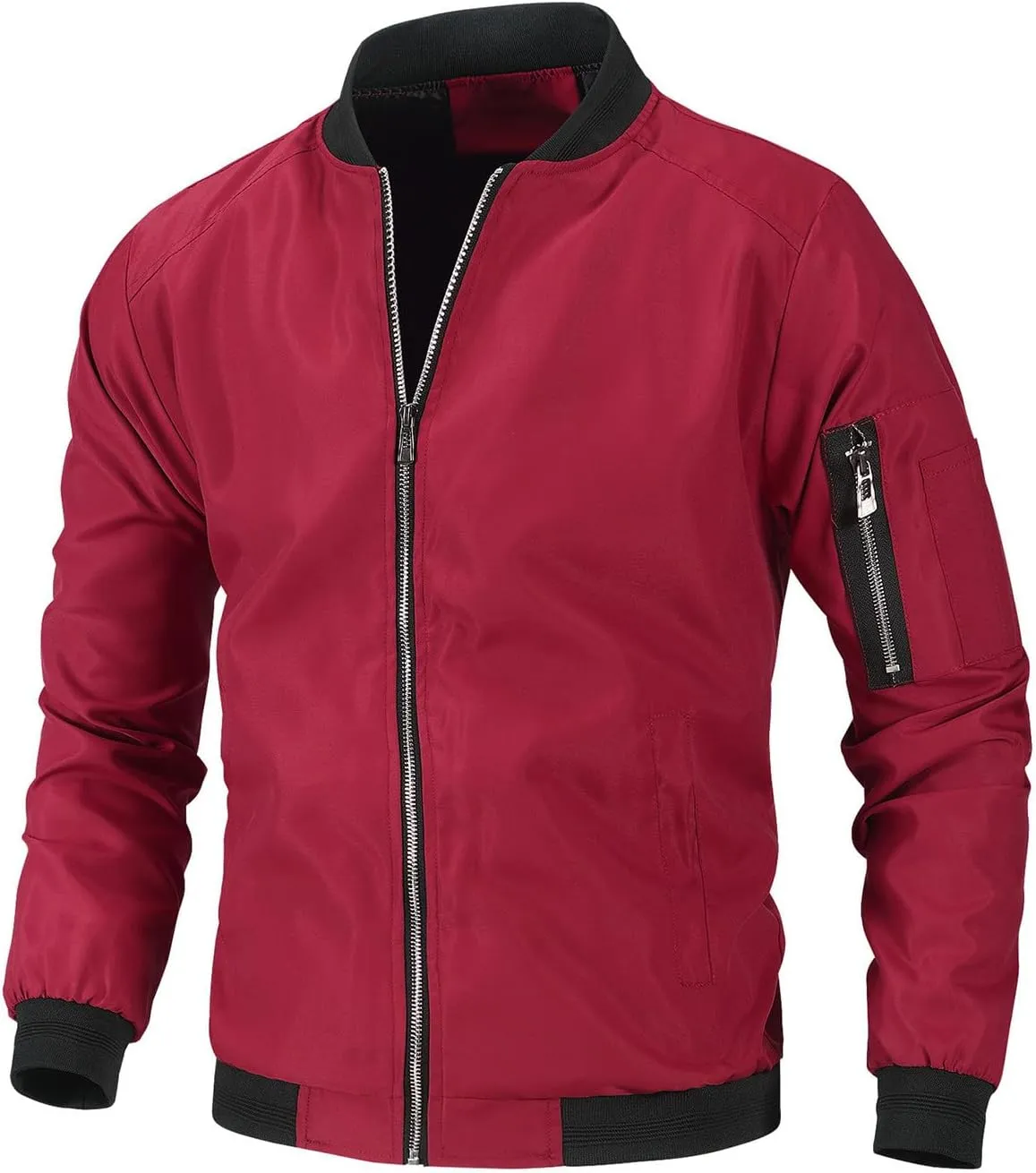 Mens Bomber Jacket Lightweight Casual Stylish Spring Fall Windbreaker Zip Up Coat Motorcycle Outdoor Varsity Jackets