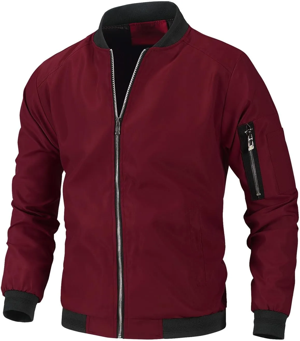 Mens Bomber Jacket Lightweight Casual Stylish Spring Fall Windbreaker Zip Up Coat Motorcycle Outdoor Varsity Jackets