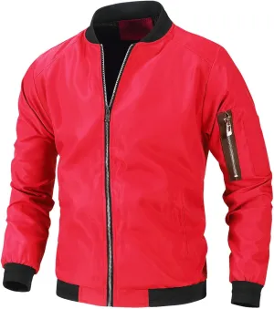 Mens Bomber Jacket Lightweight Casual Stylish Spring Fall Windbreaker Zip Up Coat Motorcycle Outdoor Varsity Jackets