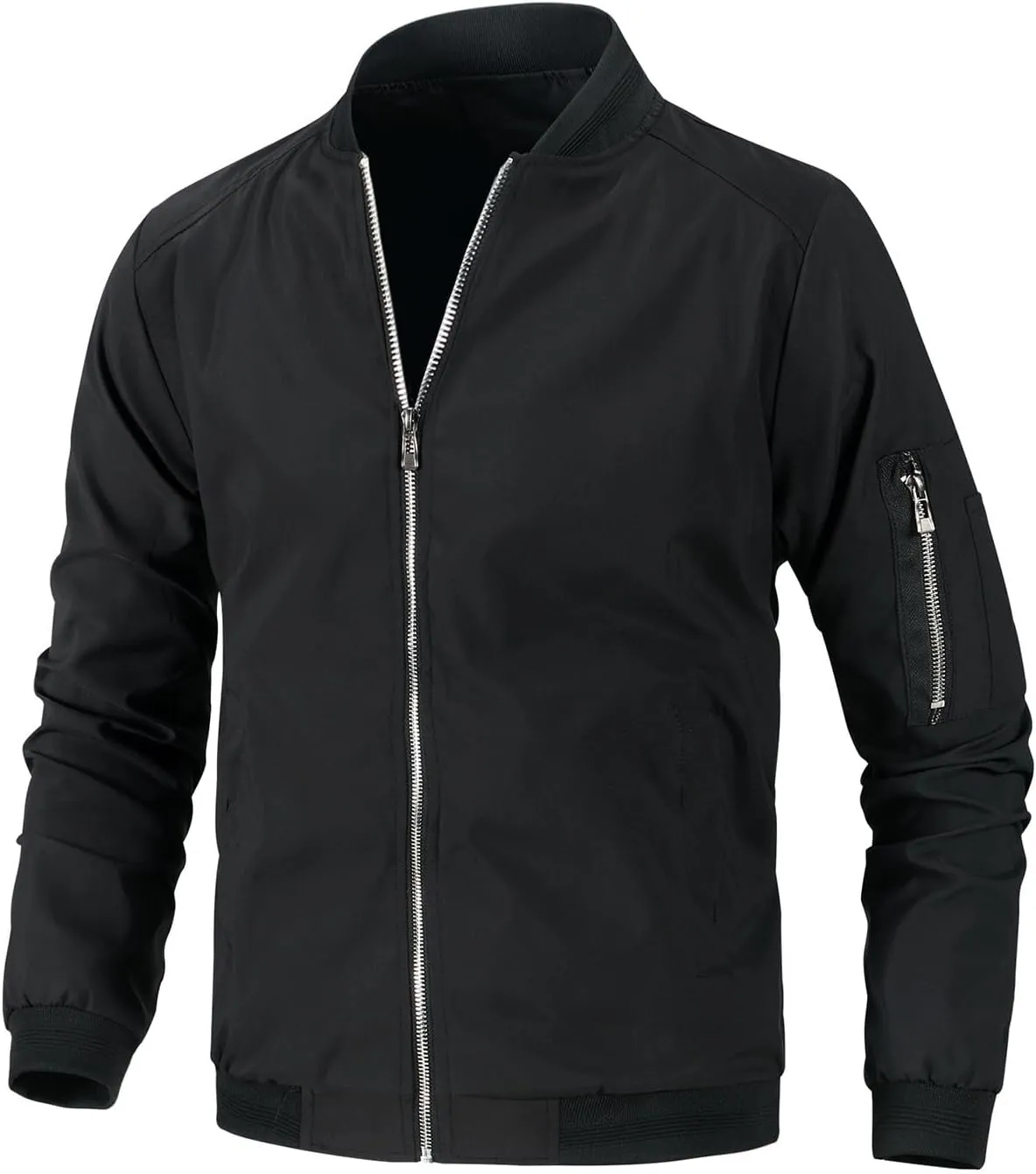 Mens Bomber Jacket Lightweight Casual Stylish Spring Fall Windbreaker Zip Up Coat Motorcycle Outdoor Varsity Jackets