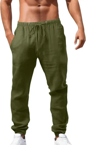 Men's Cargo Combat Work Pant Running Workout Jogger Plus Size Sweatpant Baggy Open Hem Drawstring Waist Pants