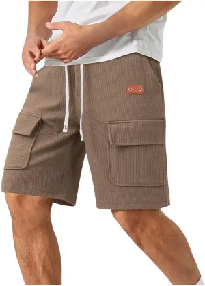 Mens Cargo Corduroy Shorts Casual Drawstring Elastic Waistband Spring Summer Shorts Running Breathable Clothes