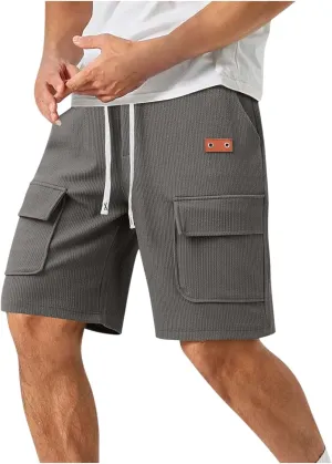 Mens Cargo Corduroy Shorts Casual Drawstring Elastic Waistband Spring Summer Shorts Running Breathable Clothes