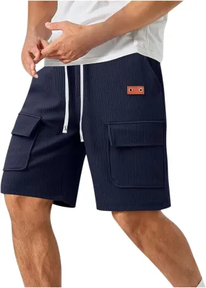 Mens Cargo Corduroy Shorts Casual Drawstring Elastic Waistband Spring Summer Shorts Running Breathable Clothes