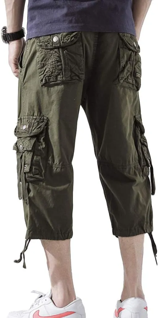 Men's Cargo Shorts 3/4 Loose fit, Cotton Cargo Shorts Below The Knee