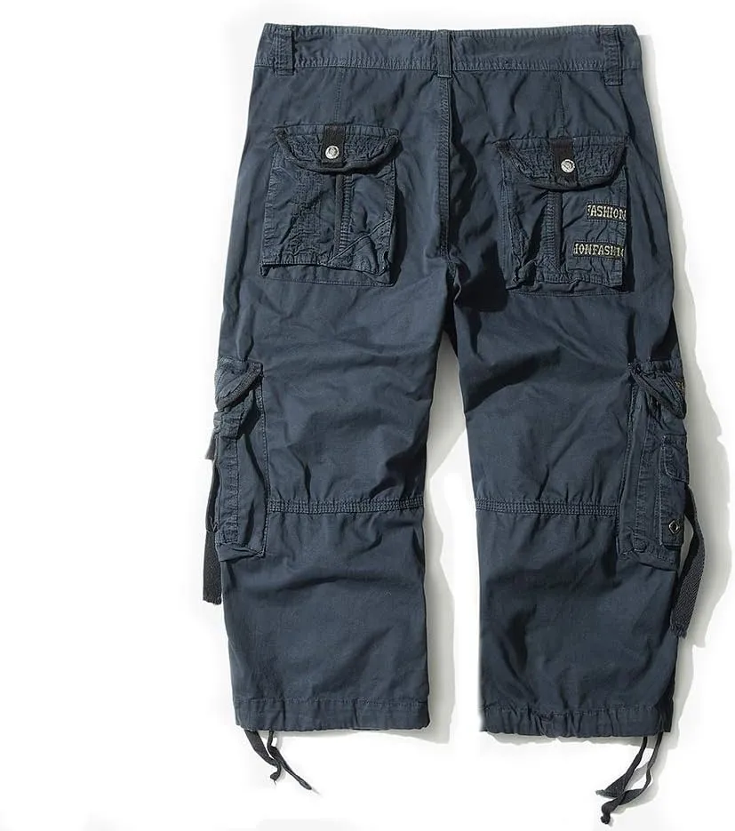 Men's Cargo Shorts 3/4 Loose fit, Cotton Cargo Shorts Below The Knee