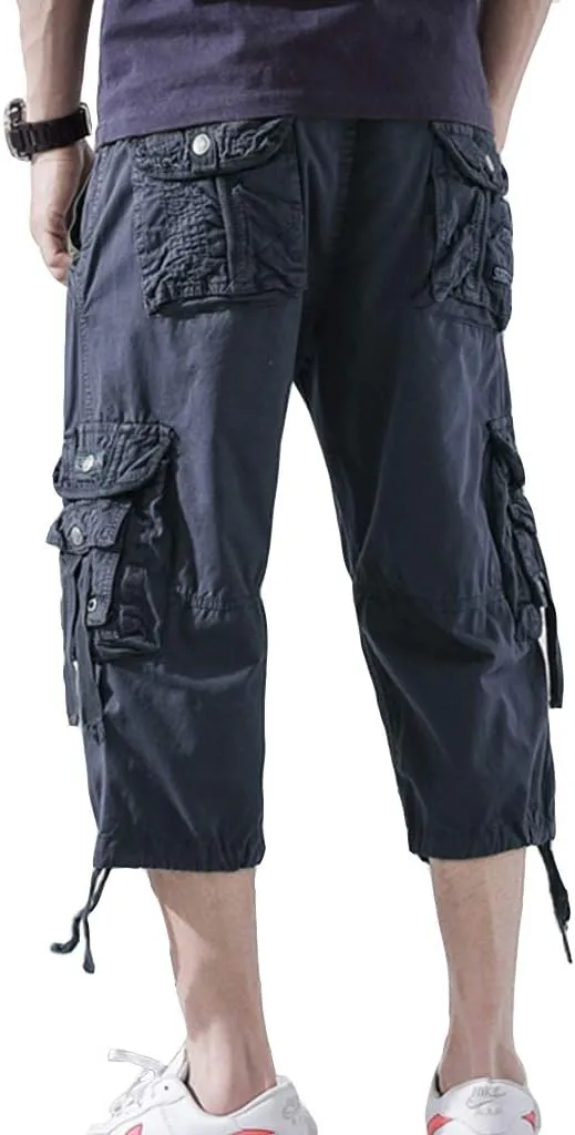 Men's Cargo Shorts 3/4 Loose fit, Cotton Cargo Shorts Below The Knee