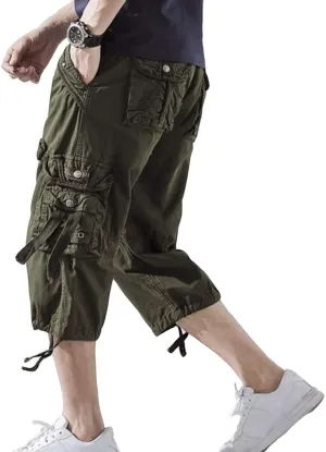 Men's Cargo Shorts 3/4 Loose fit, Cotton Cargo Shorts Below The Knee