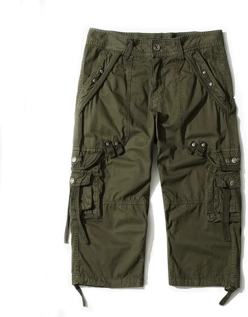Men's Cargo Shorts 3/4 Loose fit, Cotton Cargo Shorts Below The Knee