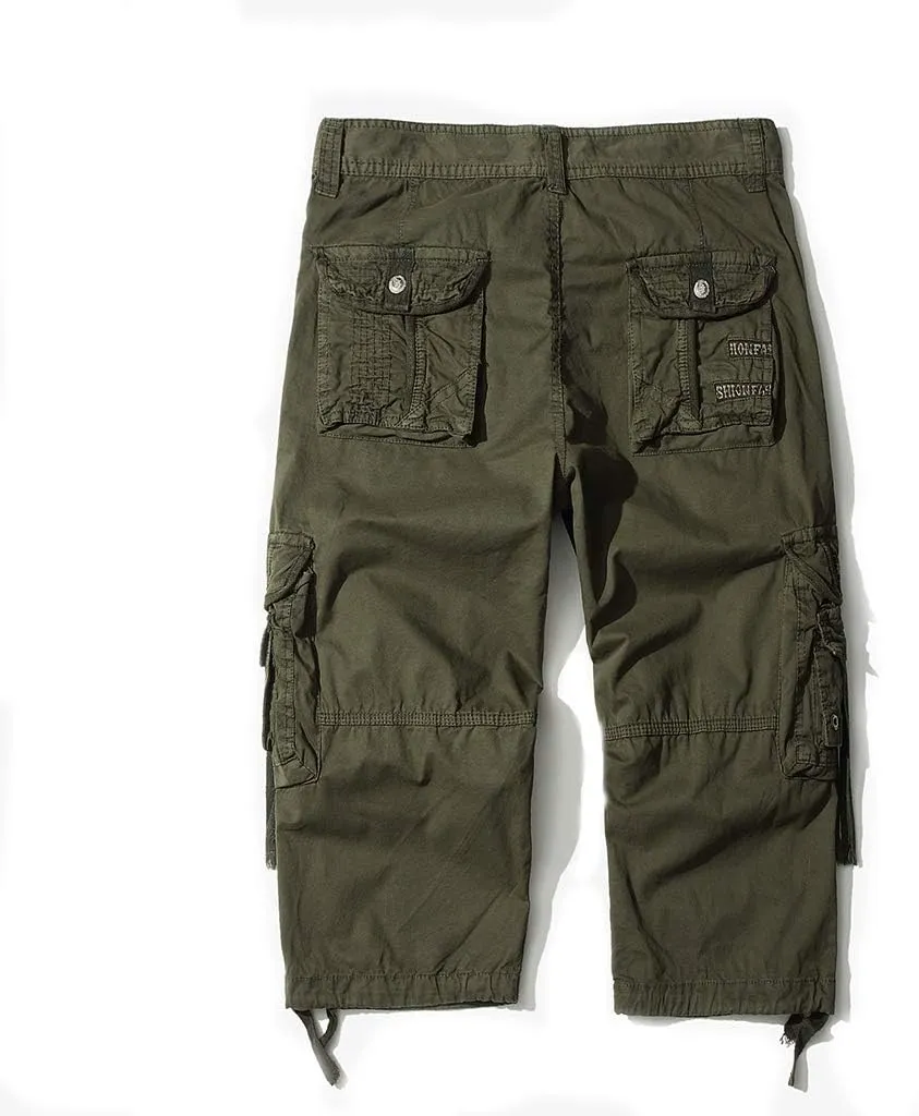 Men's Cargo Shorts 3/4 Loose fit, Cotton Cargo Shorts Below The Knee