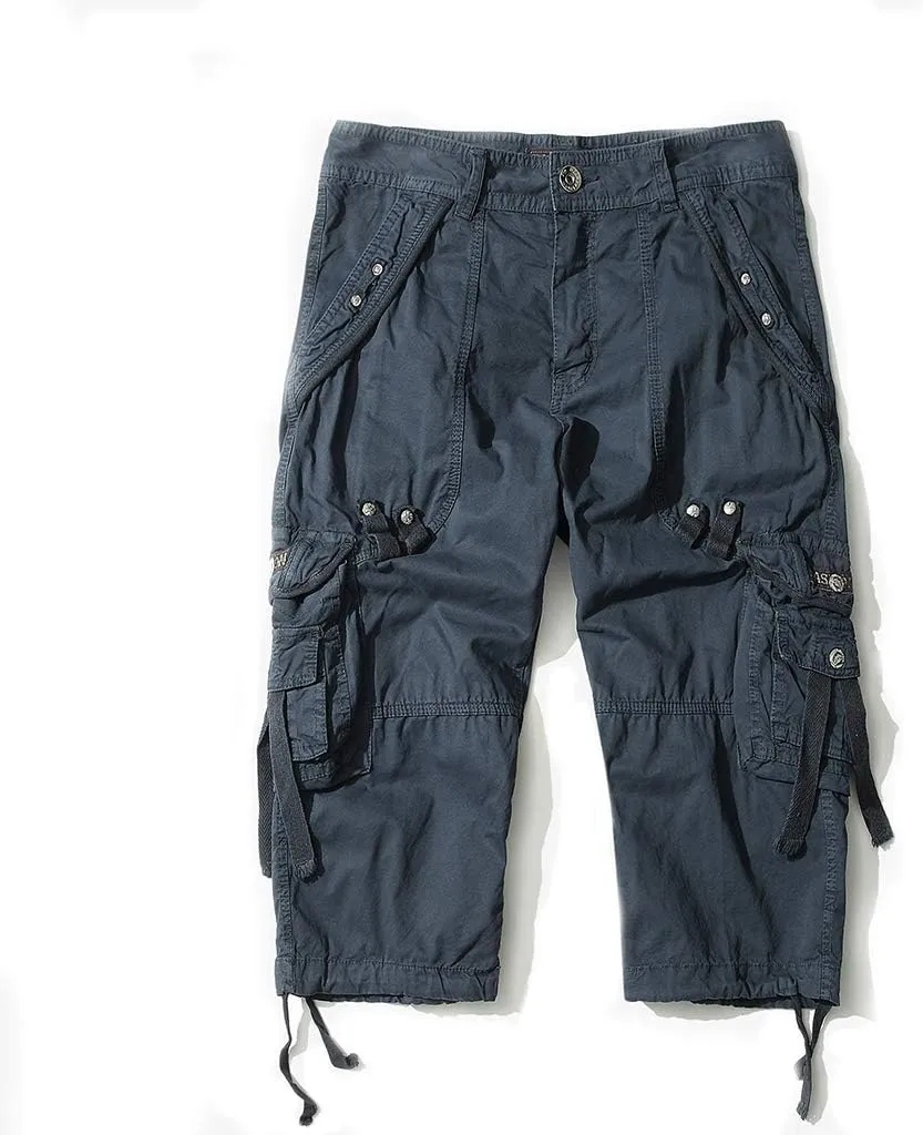 Men's Cargo Shorts 3/4 Loose fit, Cotton Cargo Shorts Below The Knee