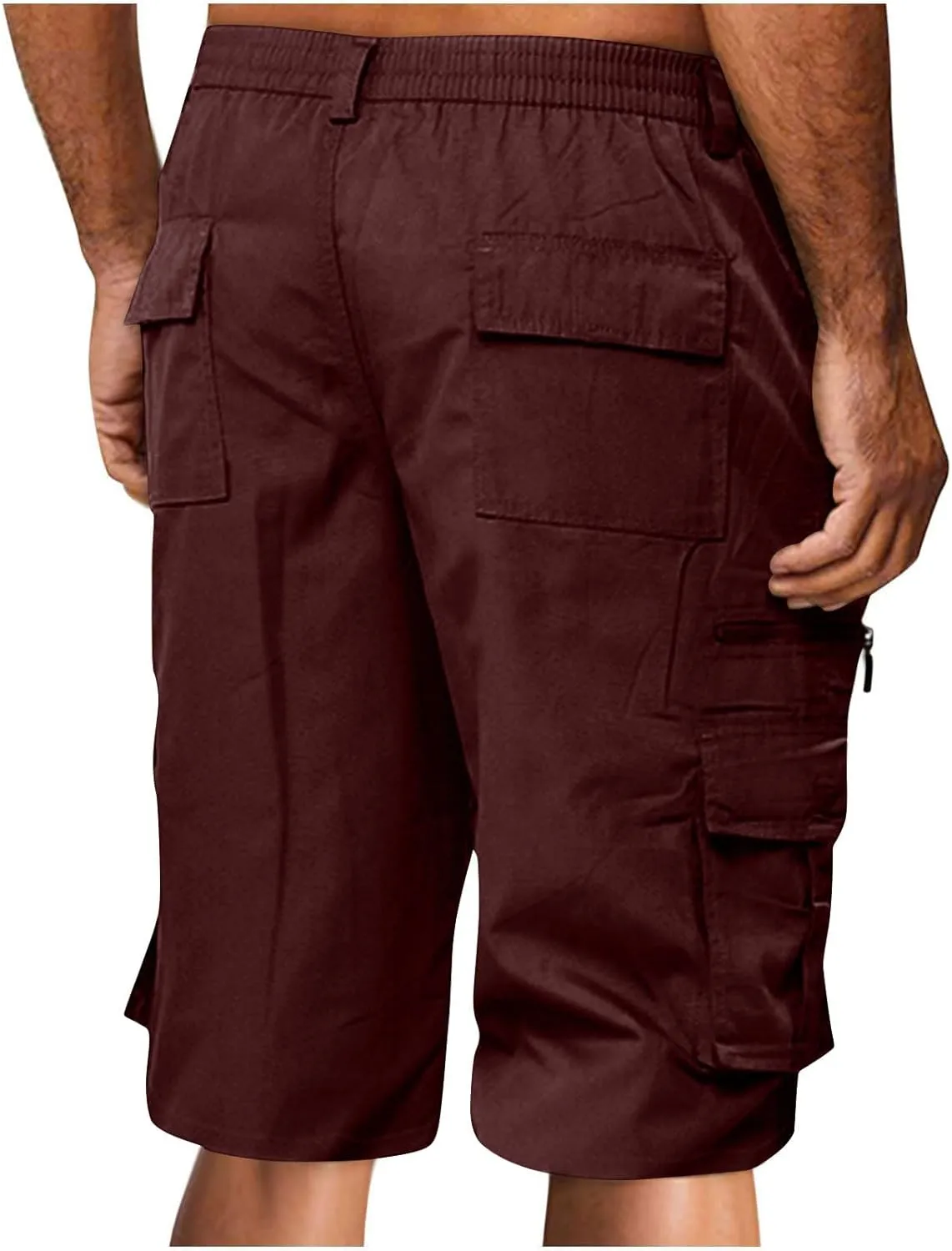 Mens Cargo Shorts Drawstring Elastic Waist Cargo Shorts Casual Loose Fit Lightweight Multi-Pockets Cargo Pants 2024