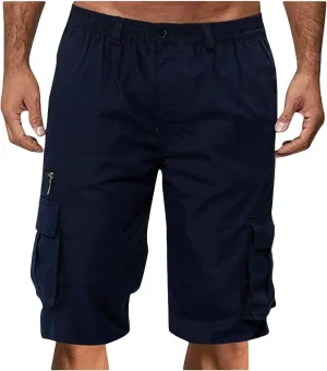 Mens Cargo Shorts Drawstring Elastic Waist Cargo Shorts Casual Loose Fit Lightweight Multi-Pockets Cargo Pants 2024