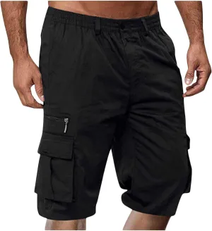 Mens Cargo Shorts Drawstring Elastic Waist Cargo Shorts Casual Loose Fit Lightweight Multi-Pockets Cargo Pants 2024