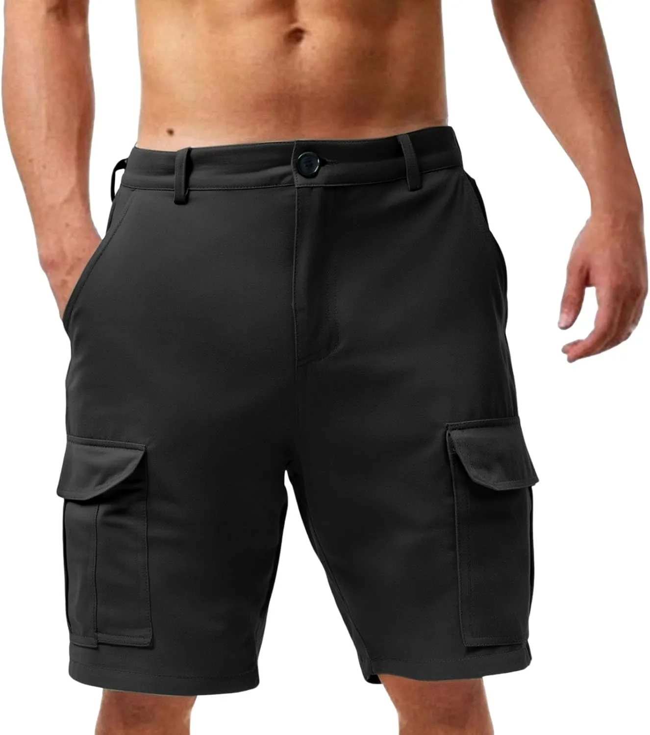 Men's Cargo Shorts Flat Front Button Lightweight Stretch Relaxed Fit Summer Pant 2025 Fishing Golf Shorts with Pocket