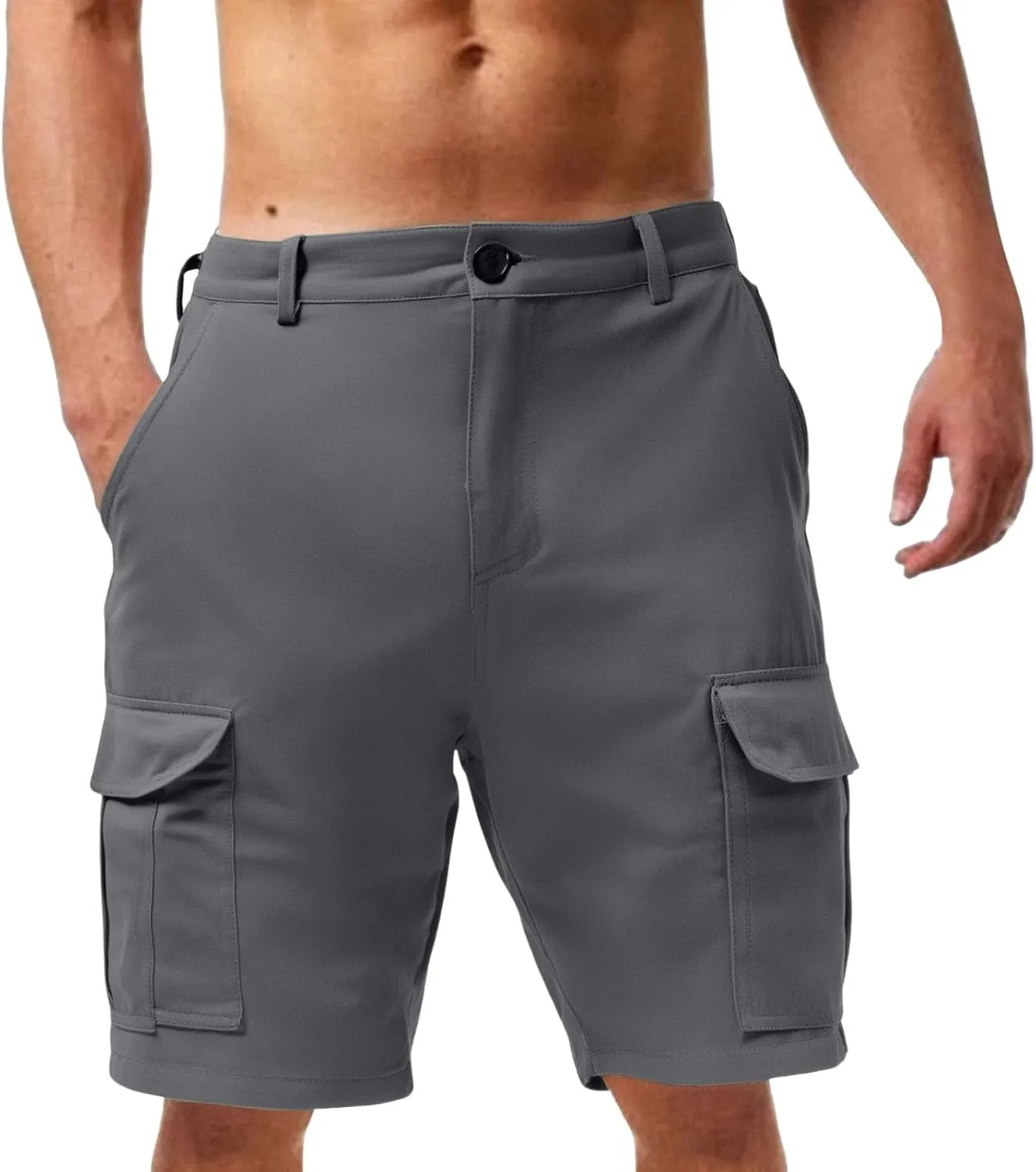 Men's Cargo Shorts Flat Front Button Lightweight Stretch Relaxed Fit Summer Pant 2025 Fishing Golf Shorts with Pocket