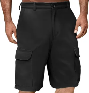 Men's Cargo Shorts Flat Front Button Lightweight Stretch Relaxed Fit Summer Pant 2025 Fishing Golf Shorts with Pocket