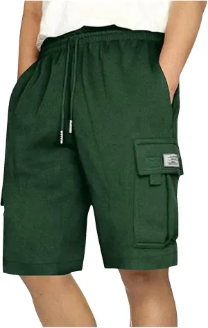 Mens Cargo Sweat Shorts Drawstring Elastic Waist Jogger Shorts Athletic Workout Gym Shorts Summer Trendy Casual Short