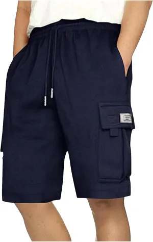 Mens Cargo Sweat Shorts Drawstring Elastic Waist Jogger Shorts Athletic Workout Gym Shorts Summer Trendy Casual Short