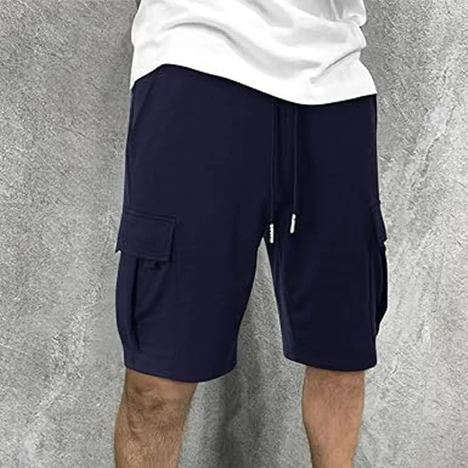 Mens Cargo Sweat Shorts Drawstring Elastic Waist Jogger Shorts Athletic Workout Gym Shorts Summer Trendy Casual Short