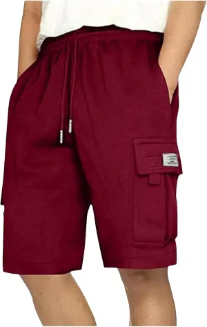 Mens Cargo Sweat Shorts Drawstring Elastic Waist Jogger Shorts Athletic Workout Gym Shorts Summer Trendy Casual Short