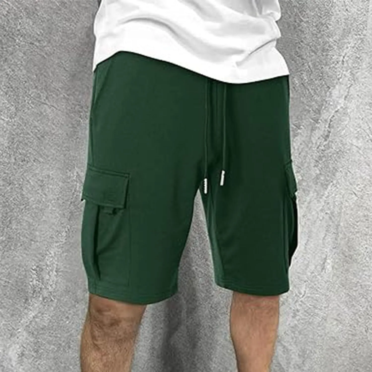 Mens Cargo Sweat Shorts Drawstring Elastic Waist Jogger Shorts Athletic Workout Gym Shorts Summer Trendy Casual Short