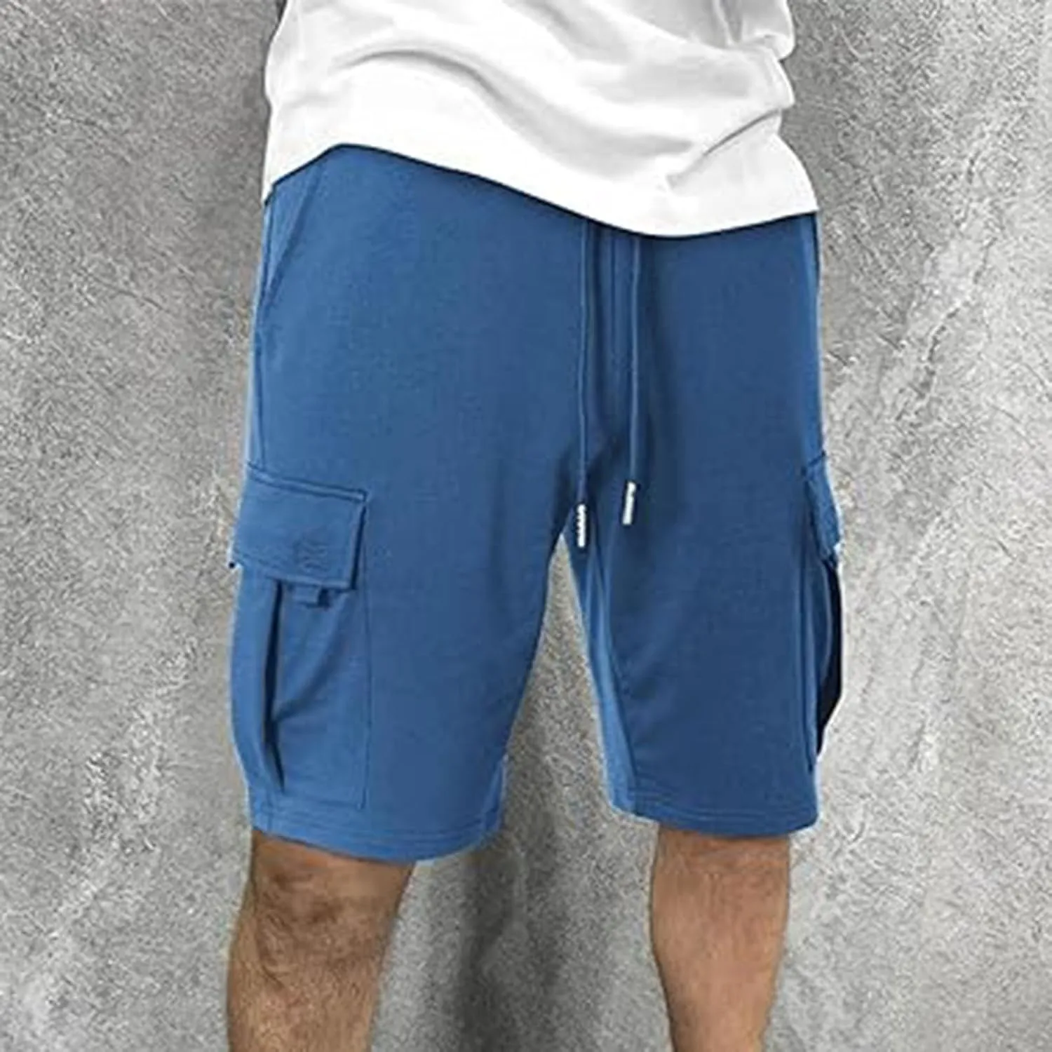 Mens Cargo Sweat Shorts Drawstring Elastic Waist Jogger Shorts Athletic Workout Gym Shorts Summer Trendy Casual Short